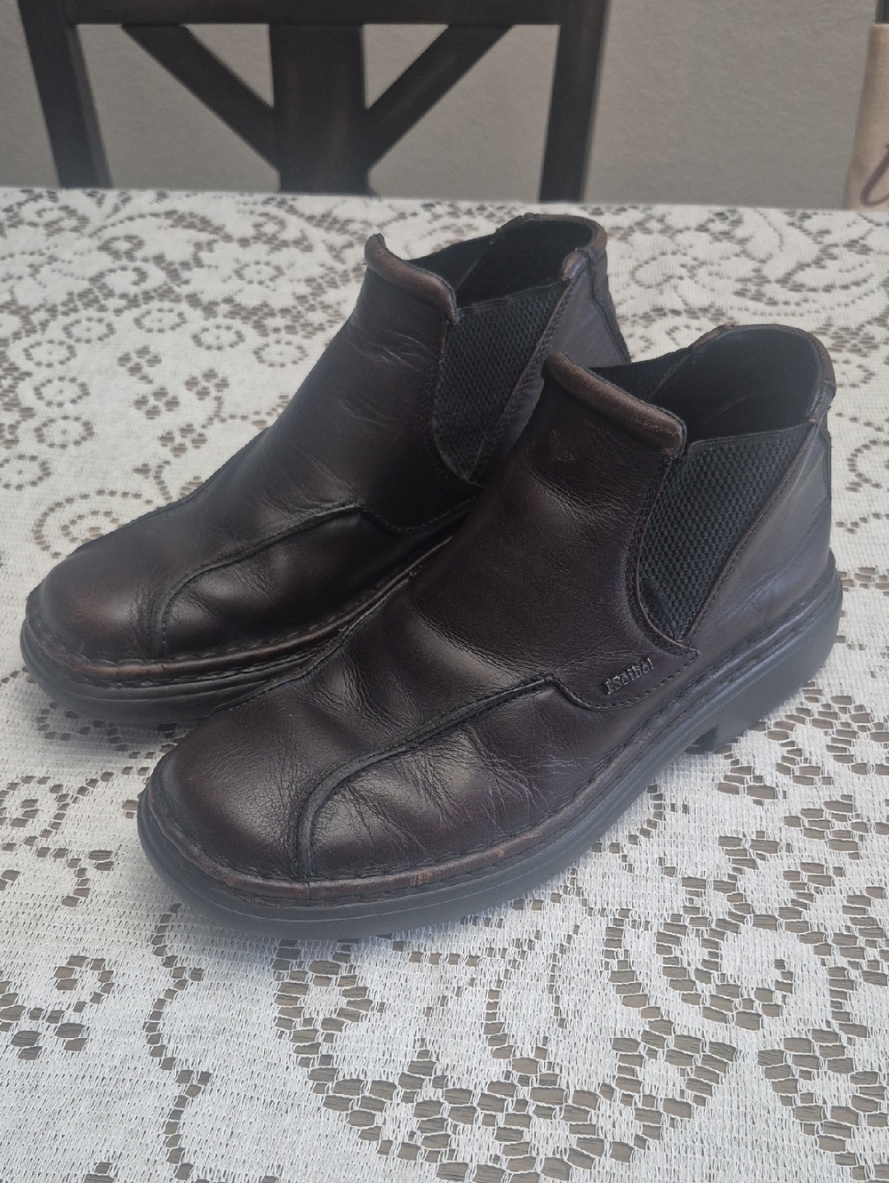 Josef Seibel Dark Brown Leather Slip On Loafers